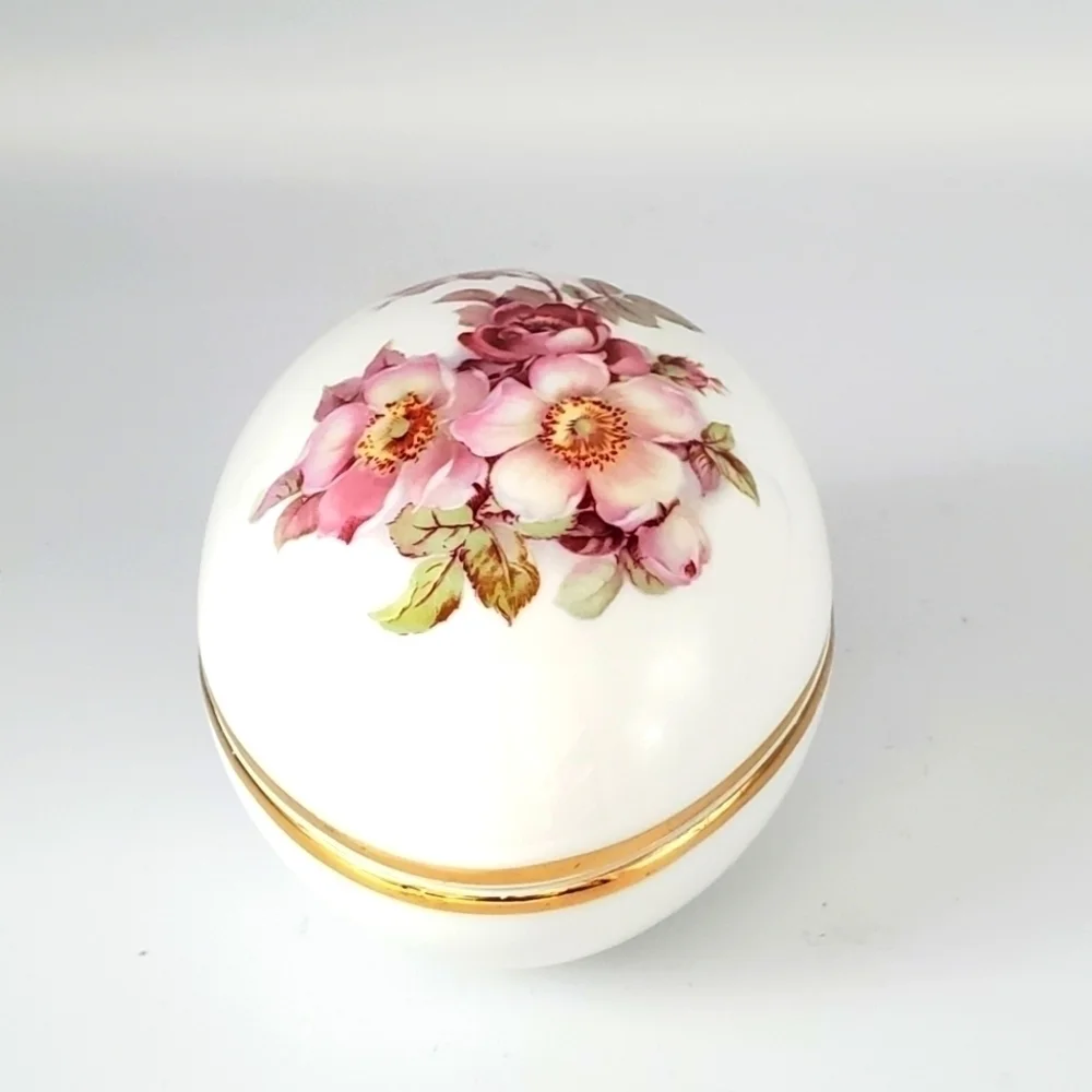 Gerold Porzellan Floral Egg Trinket‎ Box Porcelain Vintage West Germany